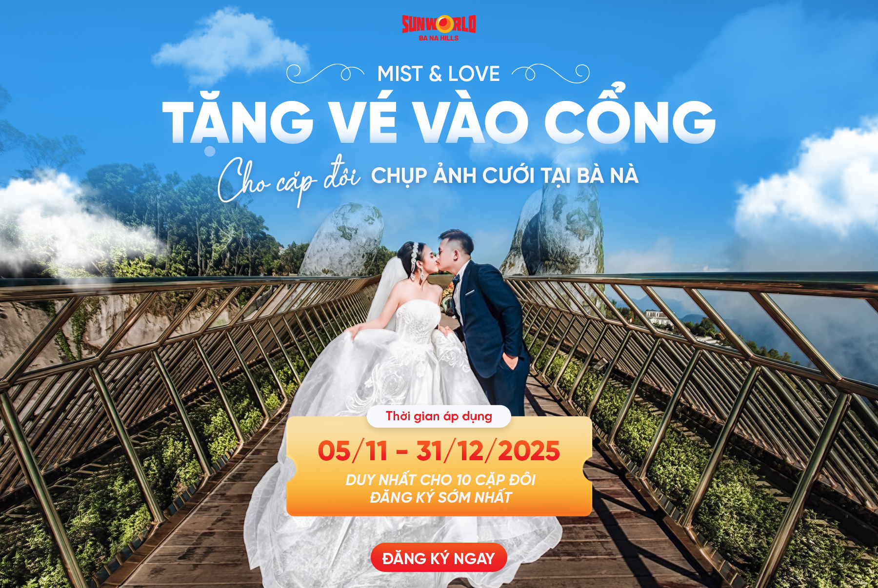 Cô dâu chú rể chụp ảnh cưới tại Bà Nà